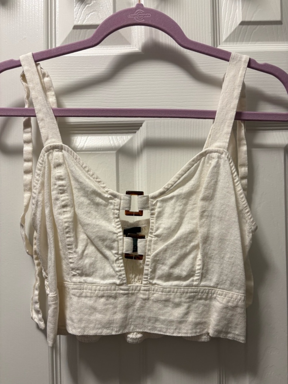 Wild Fable Cream Cropped Tank with Tortoiseshell Buckle Accents